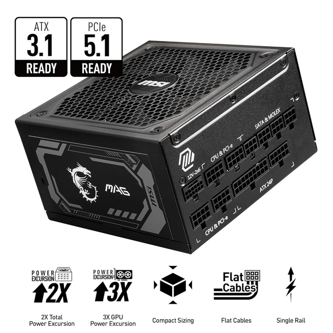 MSI 1000W Power Supply MAG A1000GLS 80 Plus Gold