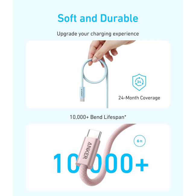 Anker Zolo USB-C to USB-C Cable 240W White A8060H22