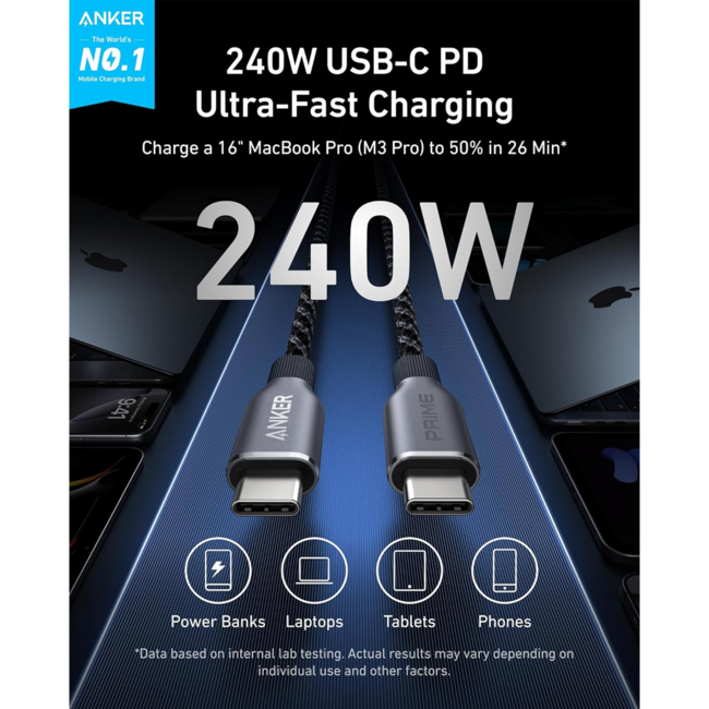 Anker Braided USB-C to USB-C Cable 240W  A82E2H12