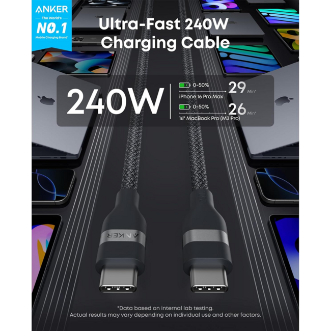 Anker Braided USB-C to USB-C Cable 240W  A82E2H21