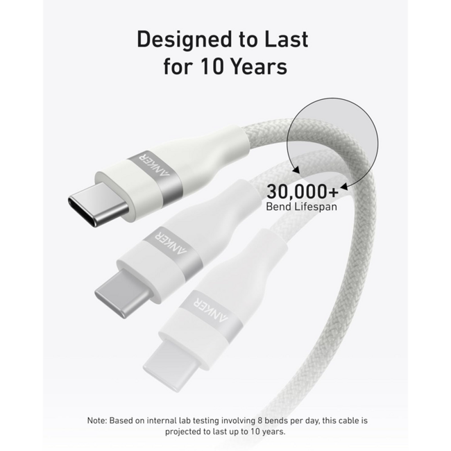 Anker Braided USB-C to USB-C Cable 240W White A82E2H22