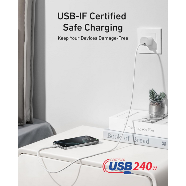Anker Braided USB-C to USB-C Cable 240W White A82E2H22