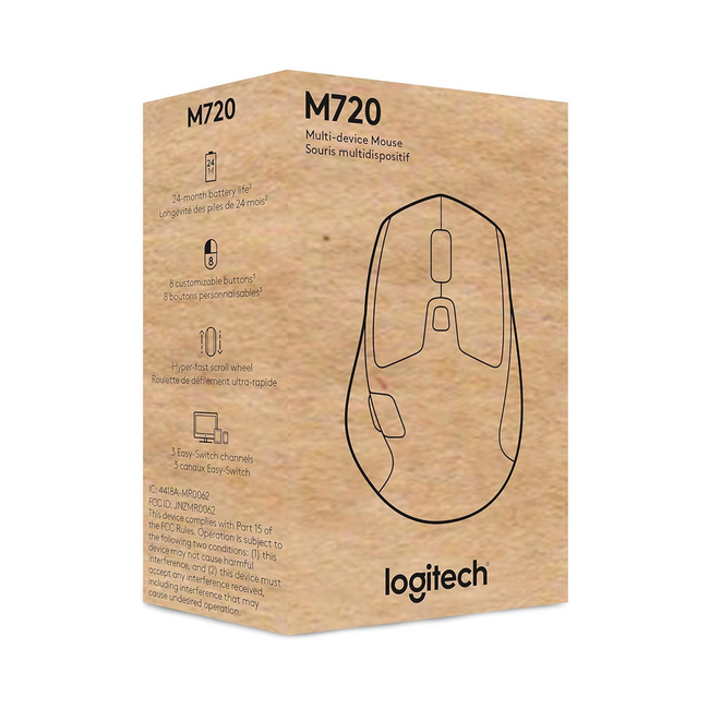 Logitech M720 Triathlon Multi-Device Wireless Mouse, Bluetooth 910-006036