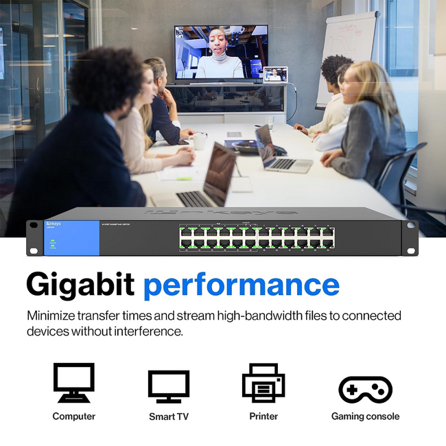 Linksys 24Port Gigabit POE+ Switch LGS124P