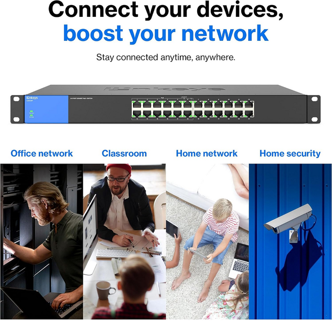Linksys 24Port Gigabit POE+ Switch LGS124P