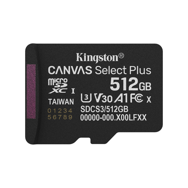 Kingston Canvas Select Plus 512GB microSDXC Gen3 150MB/s A1