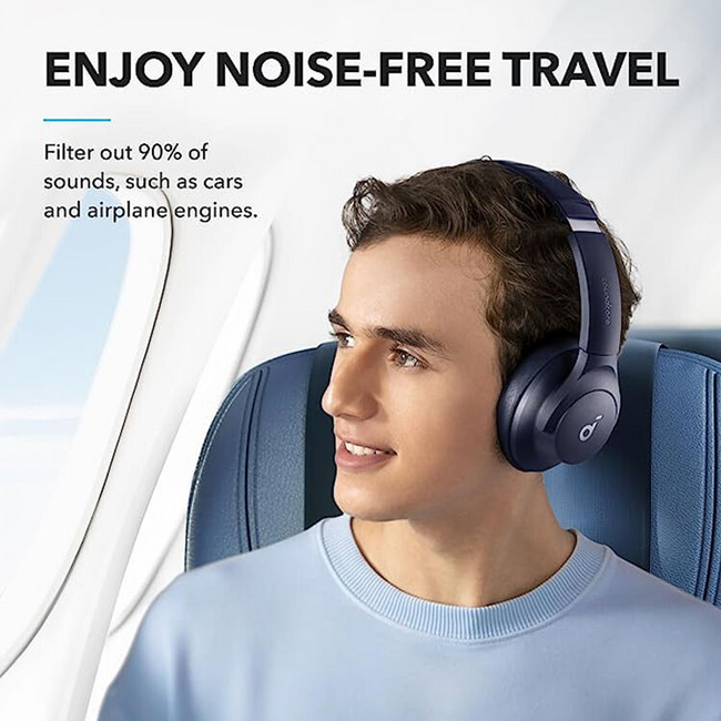 Soundcore Anker Q20i Wireless Hybrid Noise Canceling Over-Ear Headphones Blue