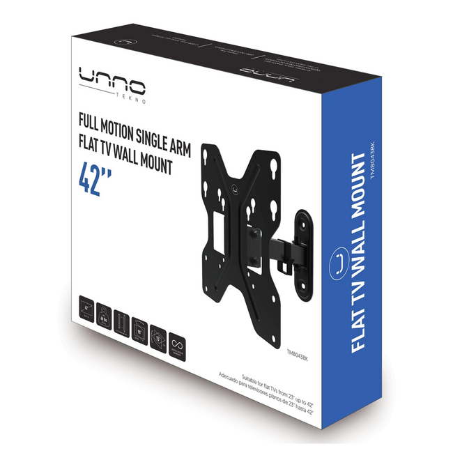 UNNO TV Wall Mount Full Motion Single Arm 42" - TM8043BK
