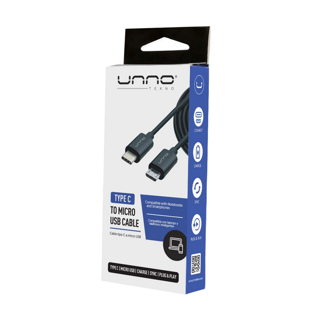 UNNO Cable Type-C to Micro USB 1.5m / 5ft - CB4058BK