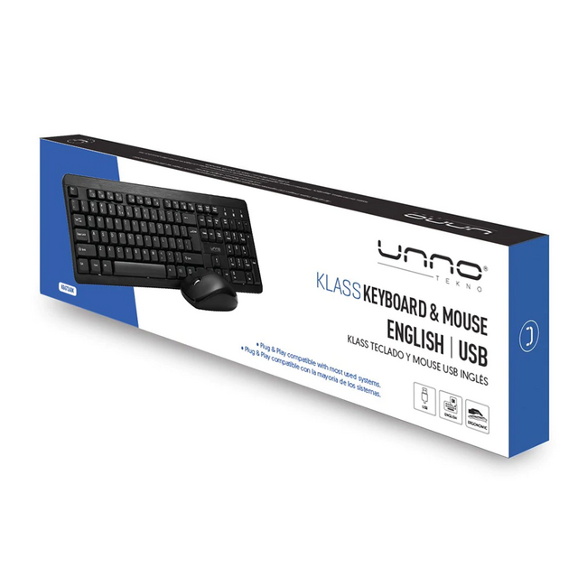UNNO Keyboard & Mouse Combo Klass USB English - KB6726BK