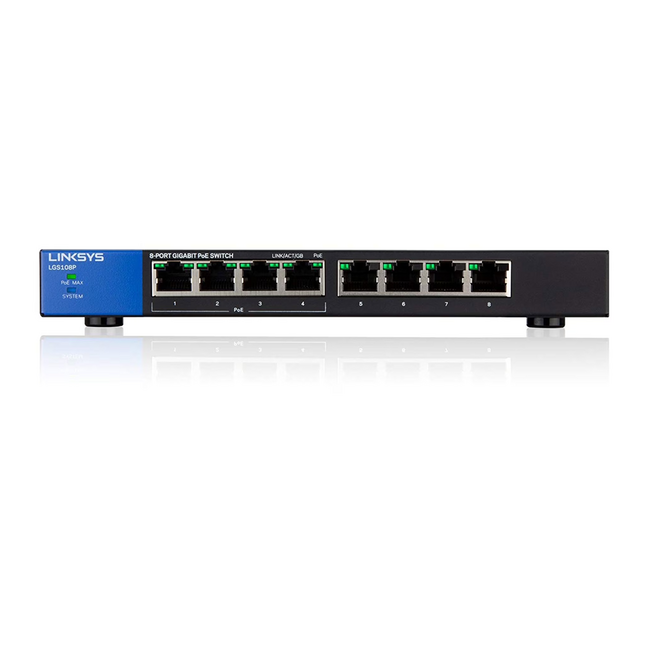Linksys 8 Port With 4 Port POE+ Gigabit Unmanaged Switch LGS108P