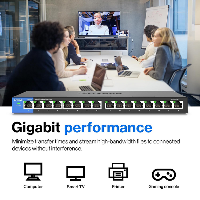 Linksys 16 Port Gigabit Swtich Metal LGS116