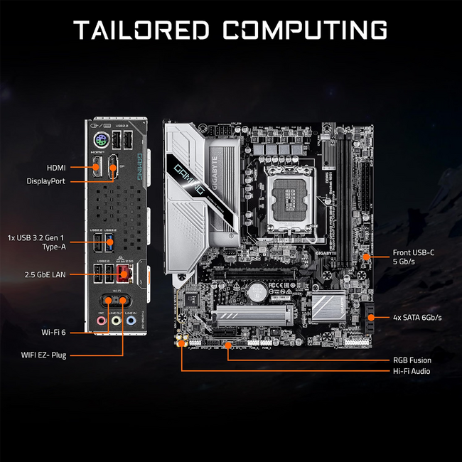 GIGABYTE H810M Gaming WIFI6 GEN5 Intel LGA 1851 mATX Motherboard