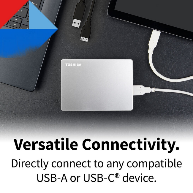 Toshiba 2TB Canvio Flex USB-C USB-A External Hard Drive