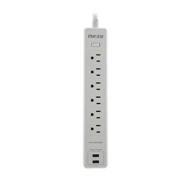 Forza Surge Protector 6 Outlets with 2xUSB 120V/220V FSP-612USBW