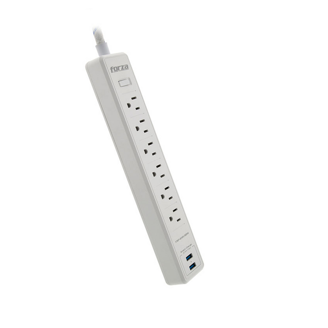 Forza Surge Protector 6 Outlets with 2xUSB 120V/220V FSP-612USBW