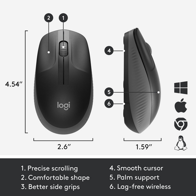 Logitech M190 Wireless Charcoal Mouse 910-00590