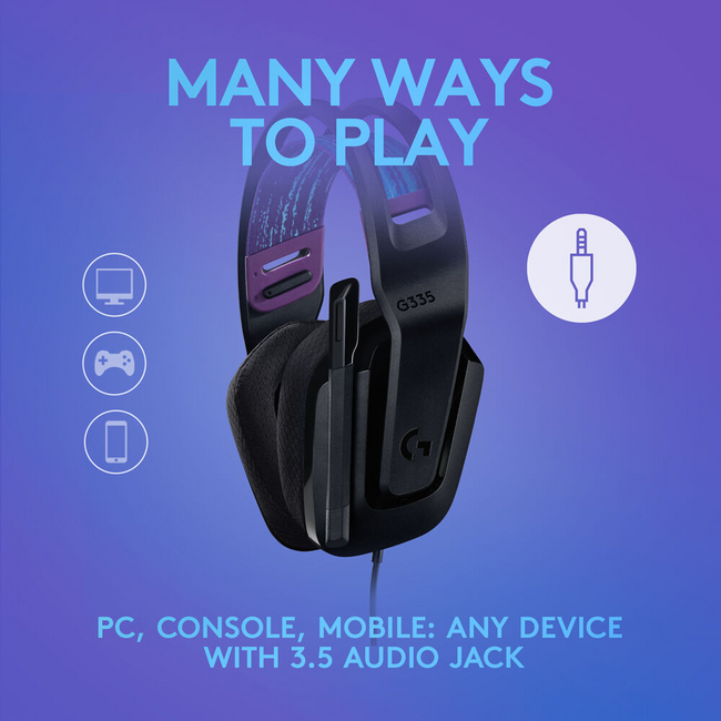 Logitech Gaming G335 Wired Black Gaming Headset 981-000977