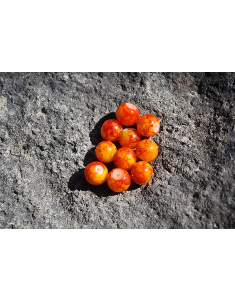 Hevi Beads Bead, 10mm, Blood Vein Orange, 15/Pack