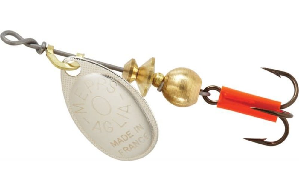 Mepps B0 S Aglia In-Line Spinner 1/12 oz, Plain Treble Hook, Silver