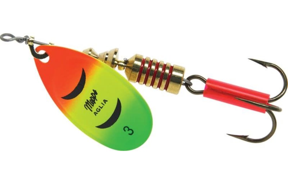 Mepps B3 HFT Aglia In-Line Spinner 1/4 oz, Plain Treble Hook, Hot