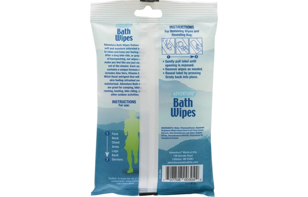 Adventure® Bath Wipes - Travel Size, Pkg./8