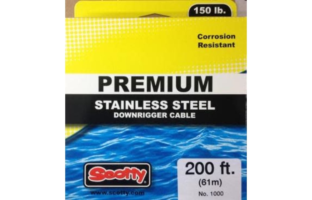 1000 Scotty Premium Stainless Steel Downrigger Cable, 150lb Test, 200