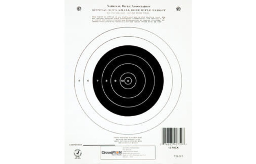 40759 Champion GTQ3/1 50 YD SINGLE BULLSEYE 12 Pack