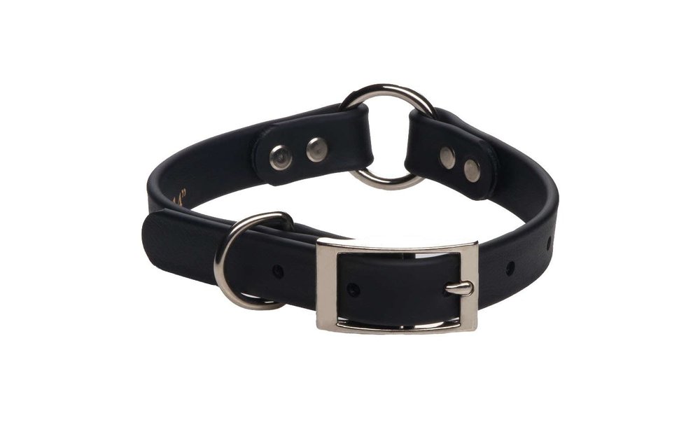 DURASOFT IMITATION LEATHER COLLAR - CENTER RINGBlack - 3/4" x 14"