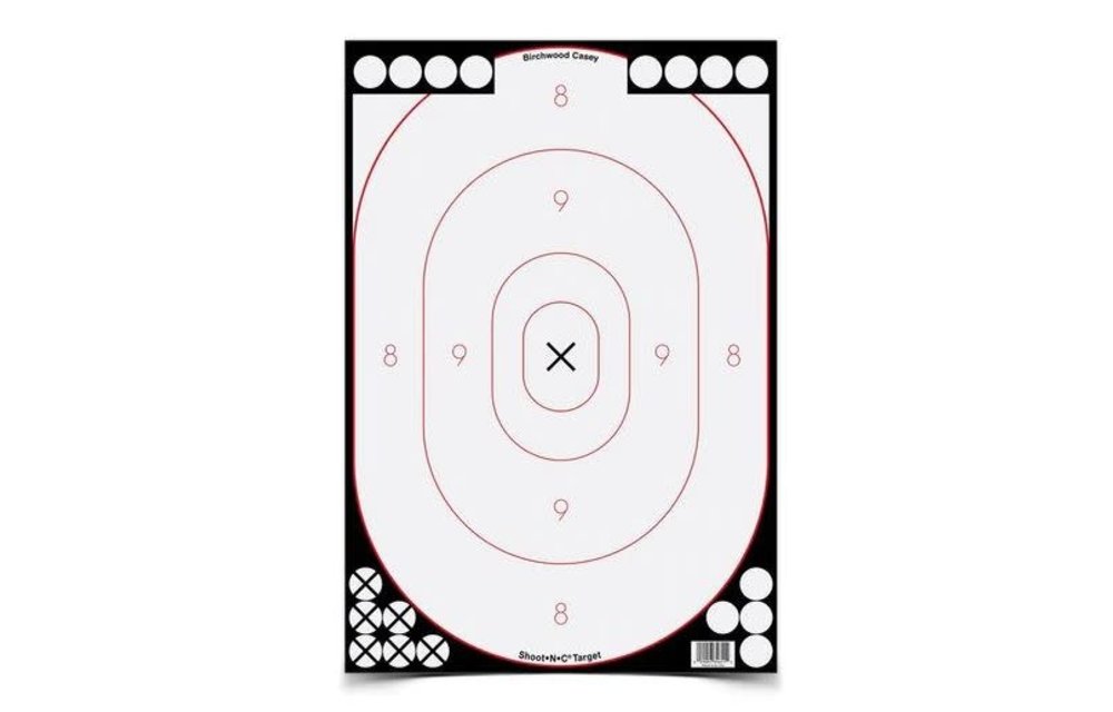 SHOOT•N•C 12" X 18" OVAL WHITE/BLACK SILHOUETTE / 5 TARGETS