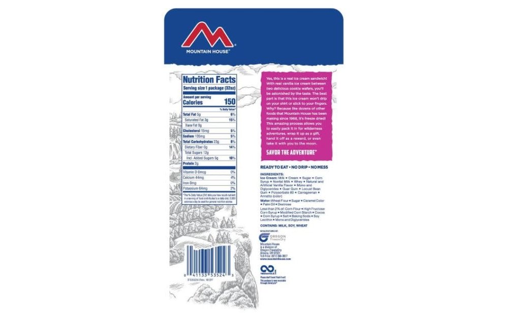 Mountain House Vanilla Ice Cream Sandwich CLEAN LABEL