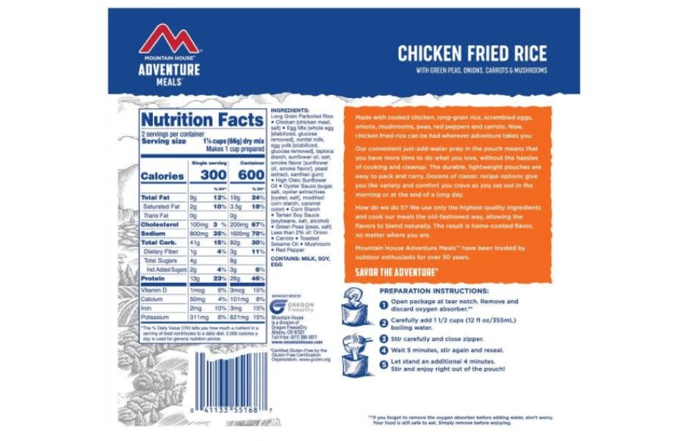 Mountain House Adventure Meals Chicken Fried Rice CLEAN LABEL