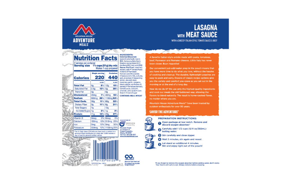 Lasagna with Meat Sauce CLEAN LABEL