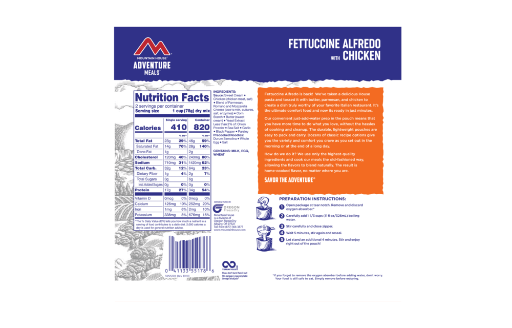 Fettuccine Alfredo with Chicken CLEAN LABEL