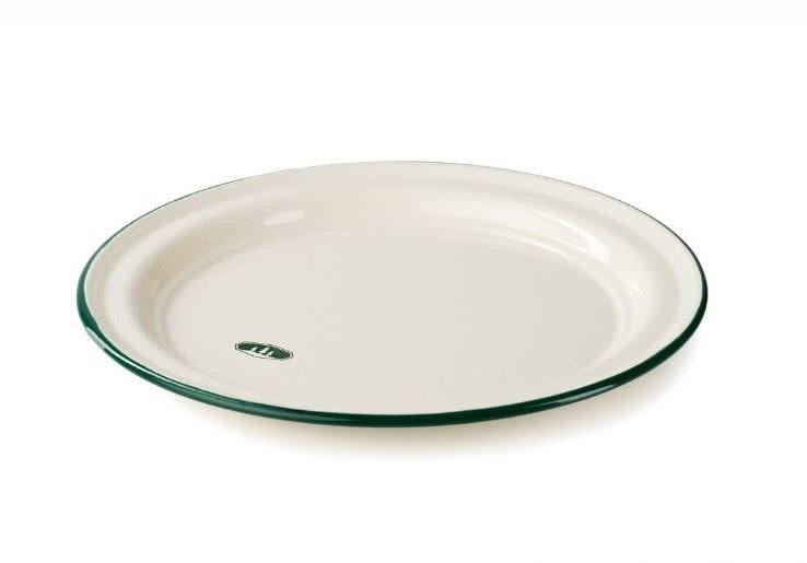 GSI Outdoors Deluxe Enamelware Green Rimmed Dinner Plate 10.25"D