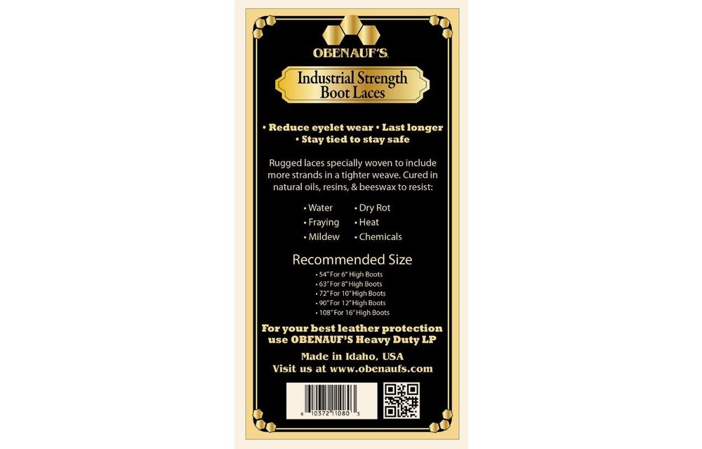 Obenauf's 108" Boot Laces, Industrial Strength