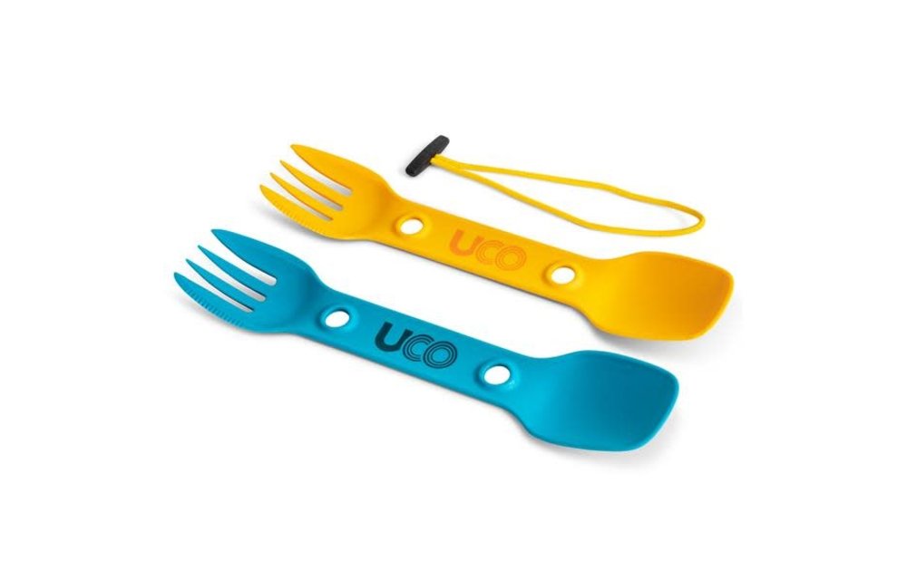 F-SP-UT-2PK UTILITY SPORK 2 PACK WITH TETHER Color: GOLD & SKYBLUE