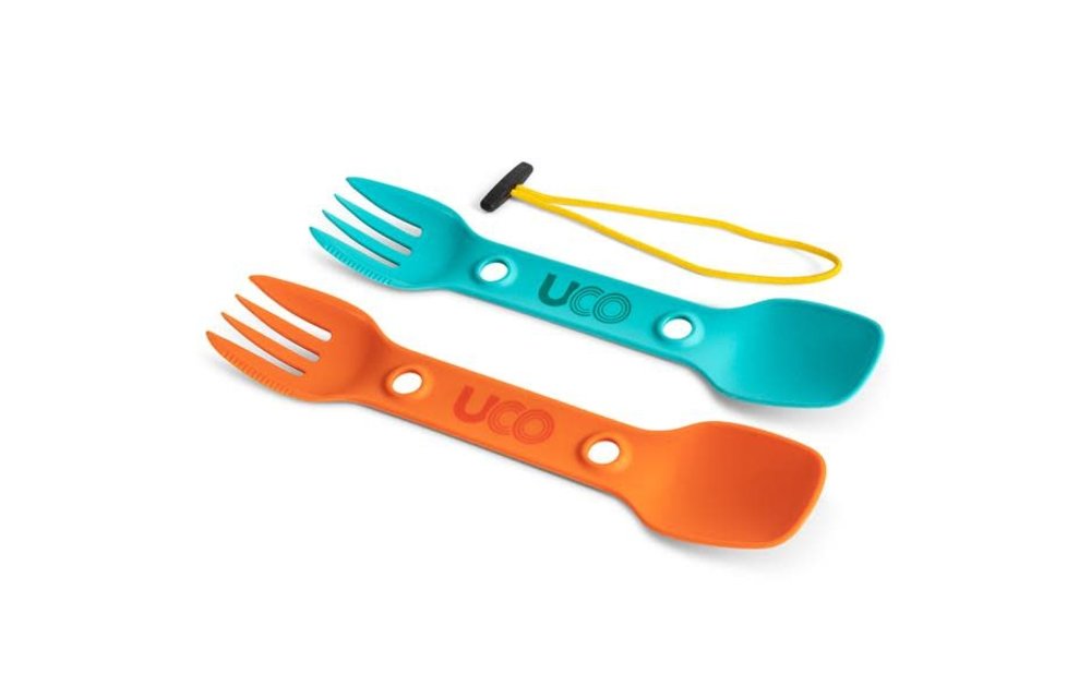 F-SP-UT-2PK UTILITY SPORK 2 PACK WITH TETHER Color: TEAL & EMBER