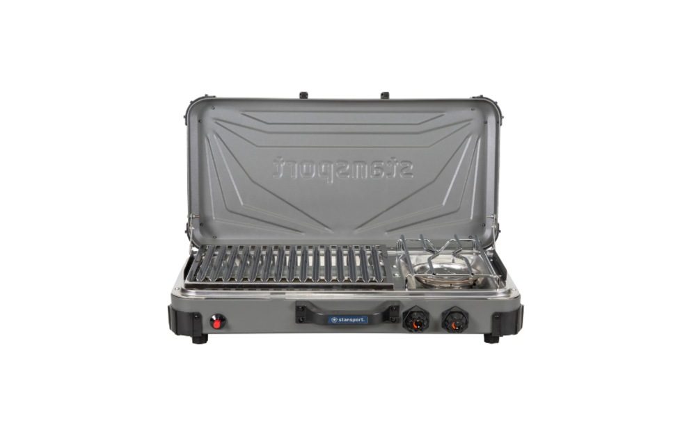 PROPANE STOVE AND GRILL COMBO-PIEZO - GRAY W/BLACK TRIM