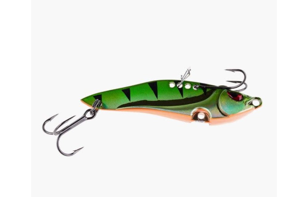 66006 Bladebait Perch 1/2 oz Vertical Jig # 6 VMC double hook #6 VMC treble- lead free zinc body