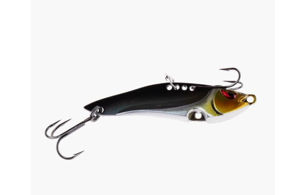 66008 Bladebait Silver 1/2 oz Vertical Jig # 6 VMC double hook #6 VMC treble- lead free zinc body