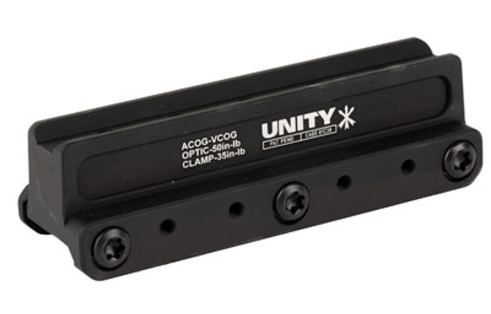 Unity Tactical, FAST, Red Dot Mount, 2.05" Optical Height, Compatible with ACOG/VCOG Footprints, Anodized Finish, Black