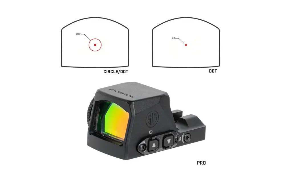 ROMEOX REFLEX SIGHT, OPEN, PRO FOOTPRINT, CIRCLE DOT, BLACK
