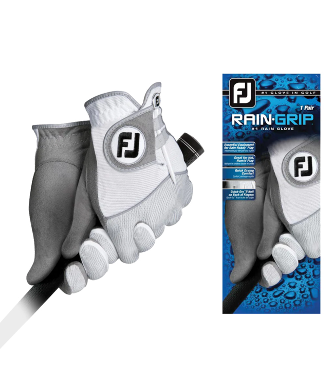 FOOTJOY MENS RAIN GRIP GLOVES WHITE (PAIR)