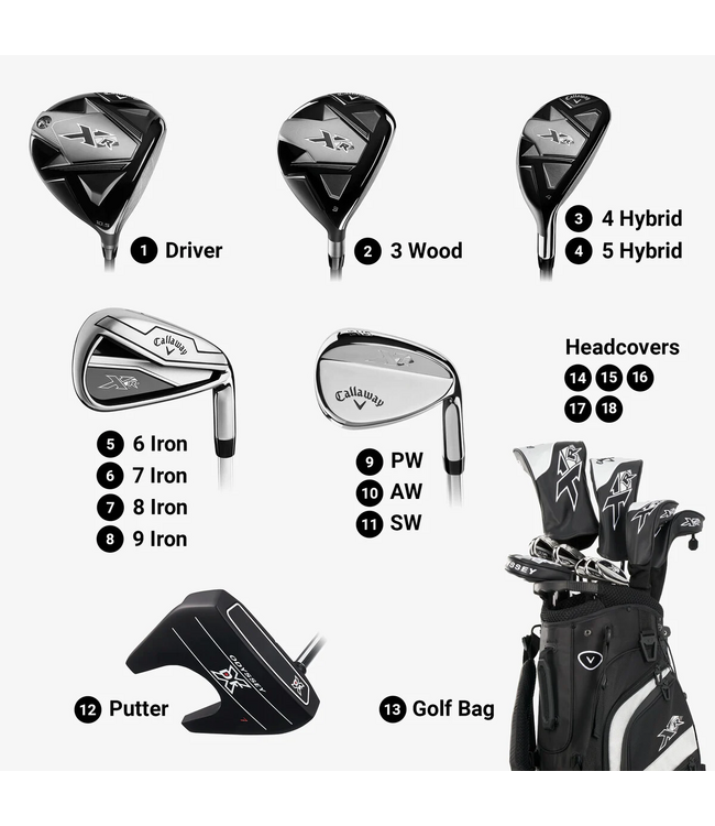 CALLAWAY XR 13-PIECE COMPLETE GOLF CLUB SET