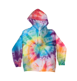 rainbow tie dye zip up hoodie