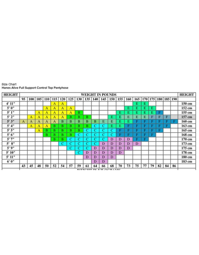 Hanes Thigh High Size Chart