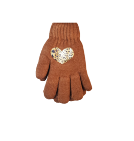 DaCee Dacee Leopard Knit Heart Gloves
