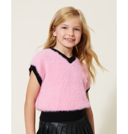 Twinset Twinset Fur Stitch Knitted Gilet