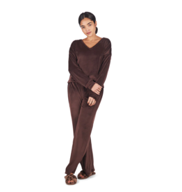 Memoi Memoi Velour V-Neck Pant Set-CPJ07769